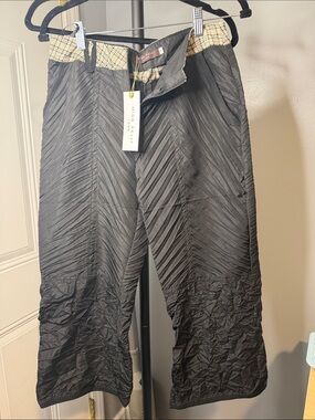 Miss Kelly Black Pleated Capris with Contrast Waistband